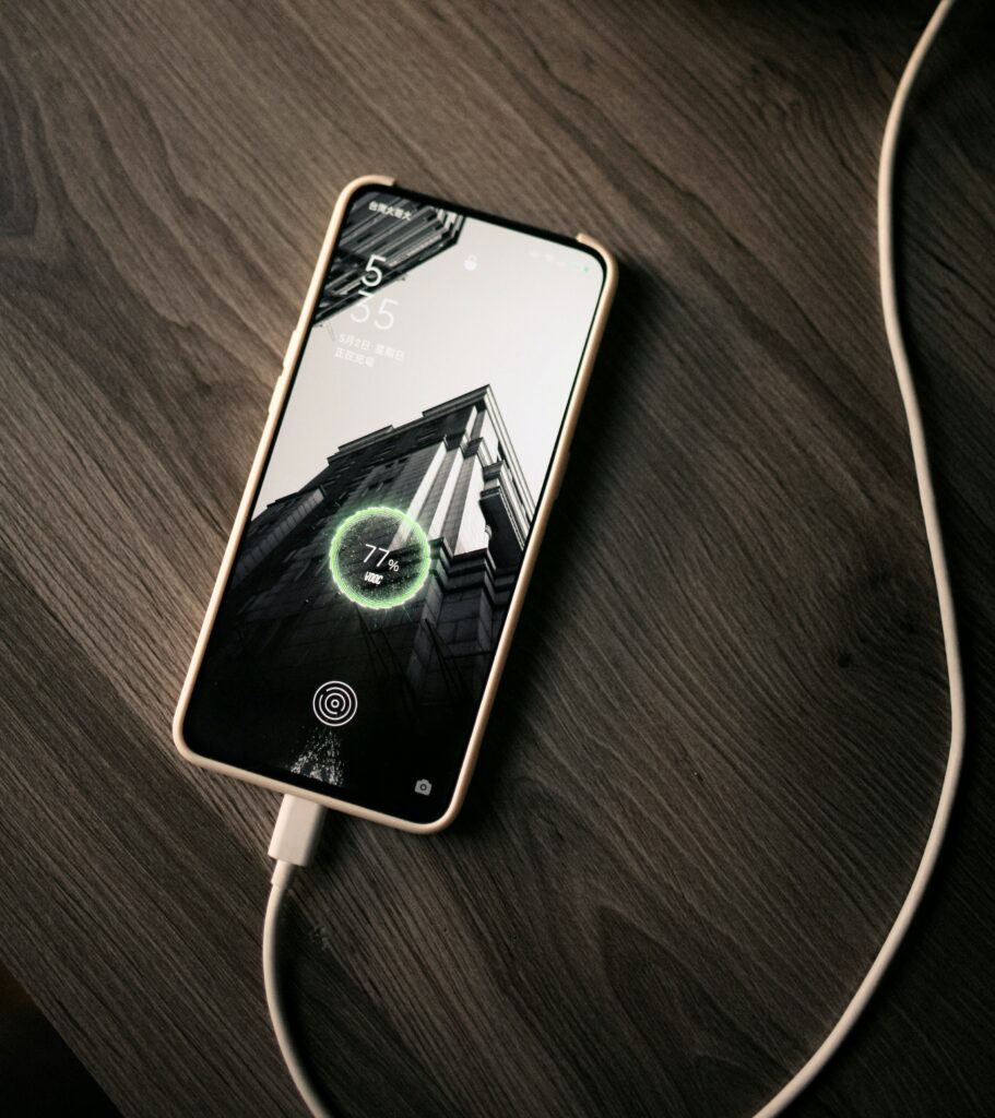 A charging mobile phone