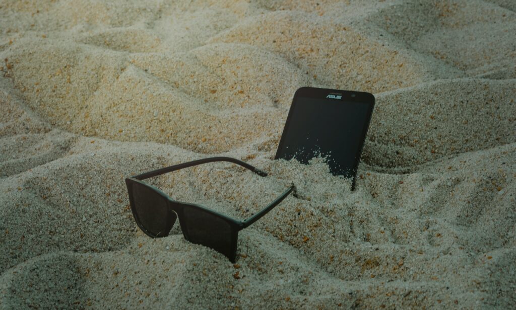 cell phone on the sand